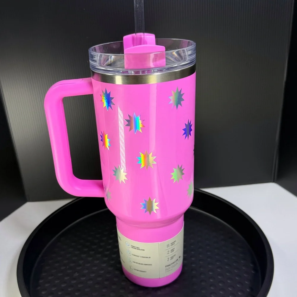 Stanley 40 Oz H2.0 Flowstate Quencher Tumbler Popsicle Pink Starburst - Picture 3 of 9